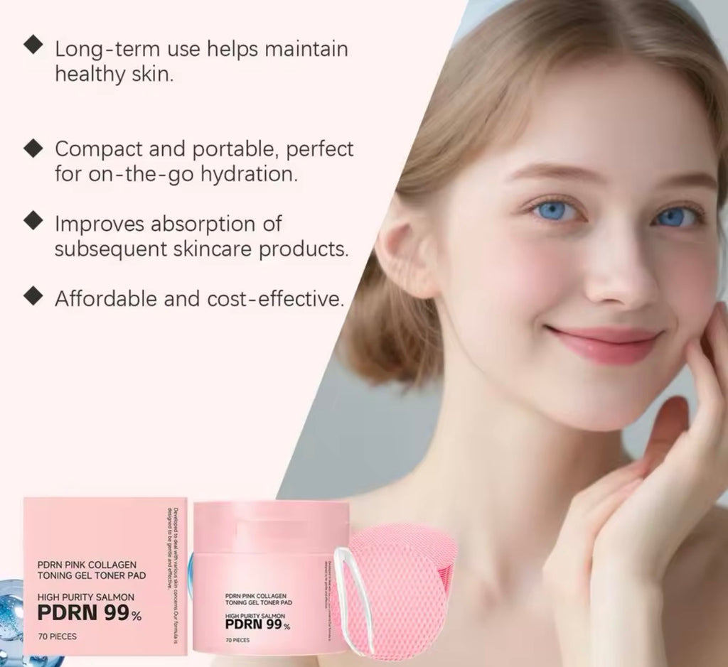 70-Ct Collagen & PDRN Toner Pads – Smooth, Plump & Glowing Skin in One Step