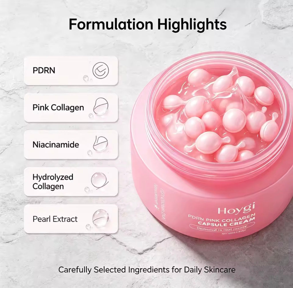 Pink Collagen PDRN Capsule Cream – Fades Dark Spots & Plumps Skin