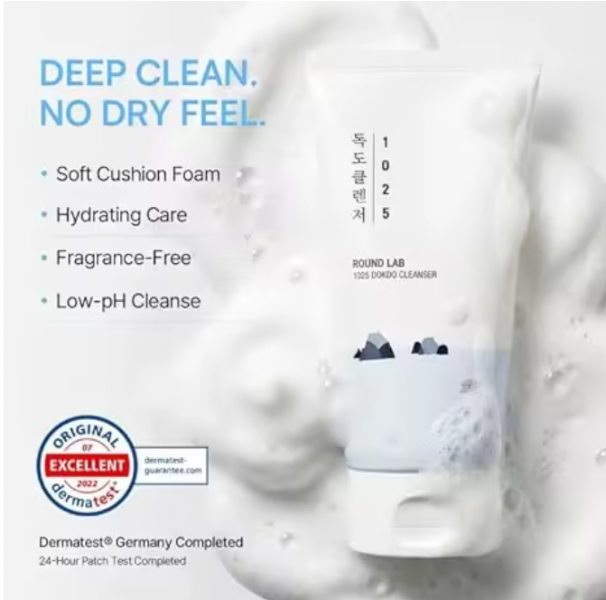 ROUND LAB Dokdo Cleanser – Low pH Deep Sea Water Cleanser for Clear, Calm Skin